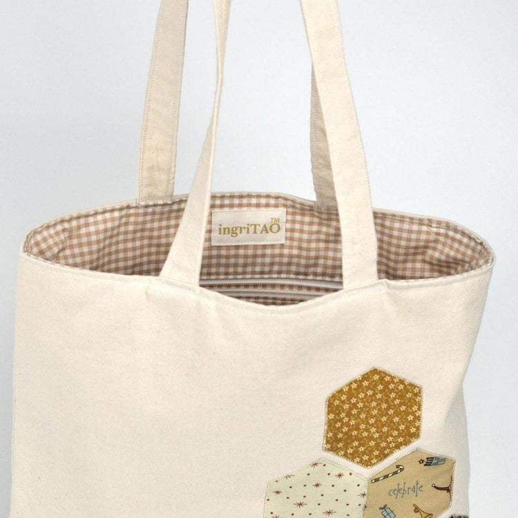 Tote Bags Shopping Bag Grocery Bag Patchwork Granny Garden Pattern Canvas Faric - ingriTAO