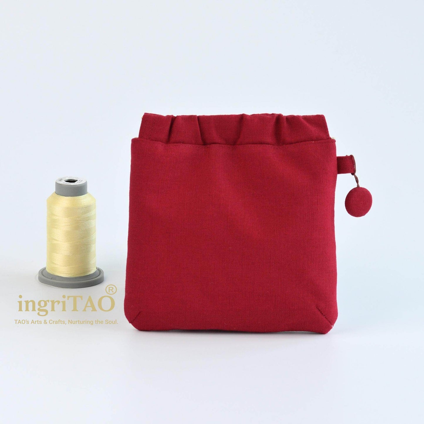 ingriTAO Handmade Mini Fabric Self - Closing Pouch - Windmill Patchwork Edition - ingriTAO