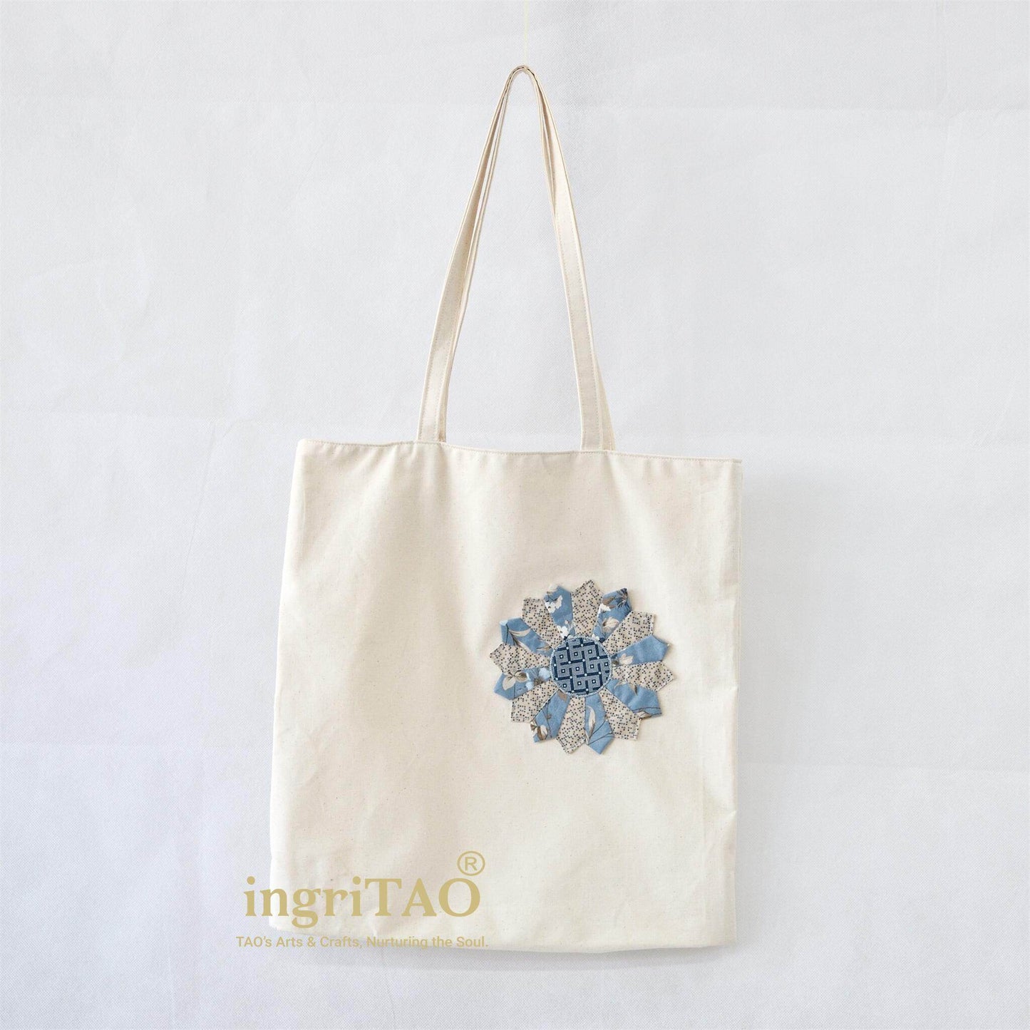 ingriTAO Applique Dresden Canvas Shopping Tote Bag - ingriTAO