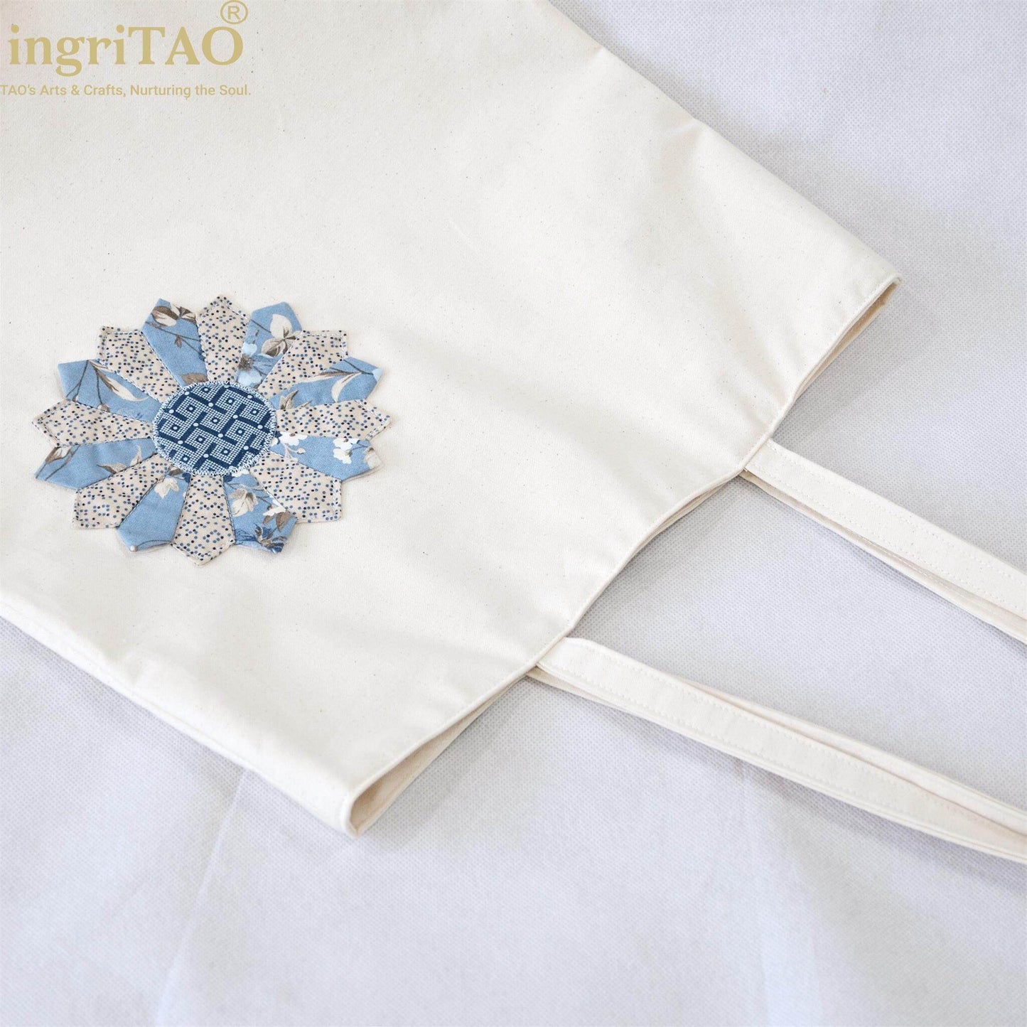 ingriTAO Applique Dresden Canvas Shopping Tote Bag - ingriTAO