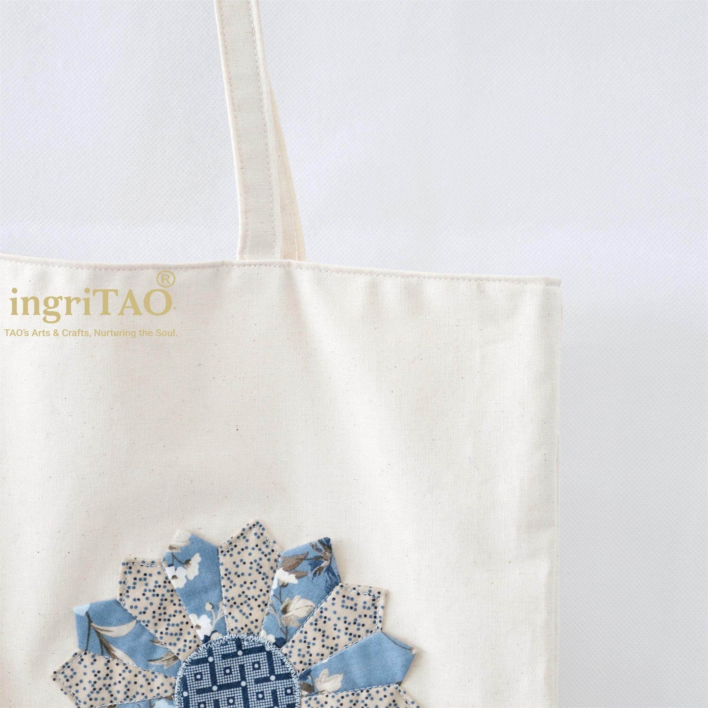 ingriTAO Applique Dresden Canvas Shopping Tote Bag - ingriTAO