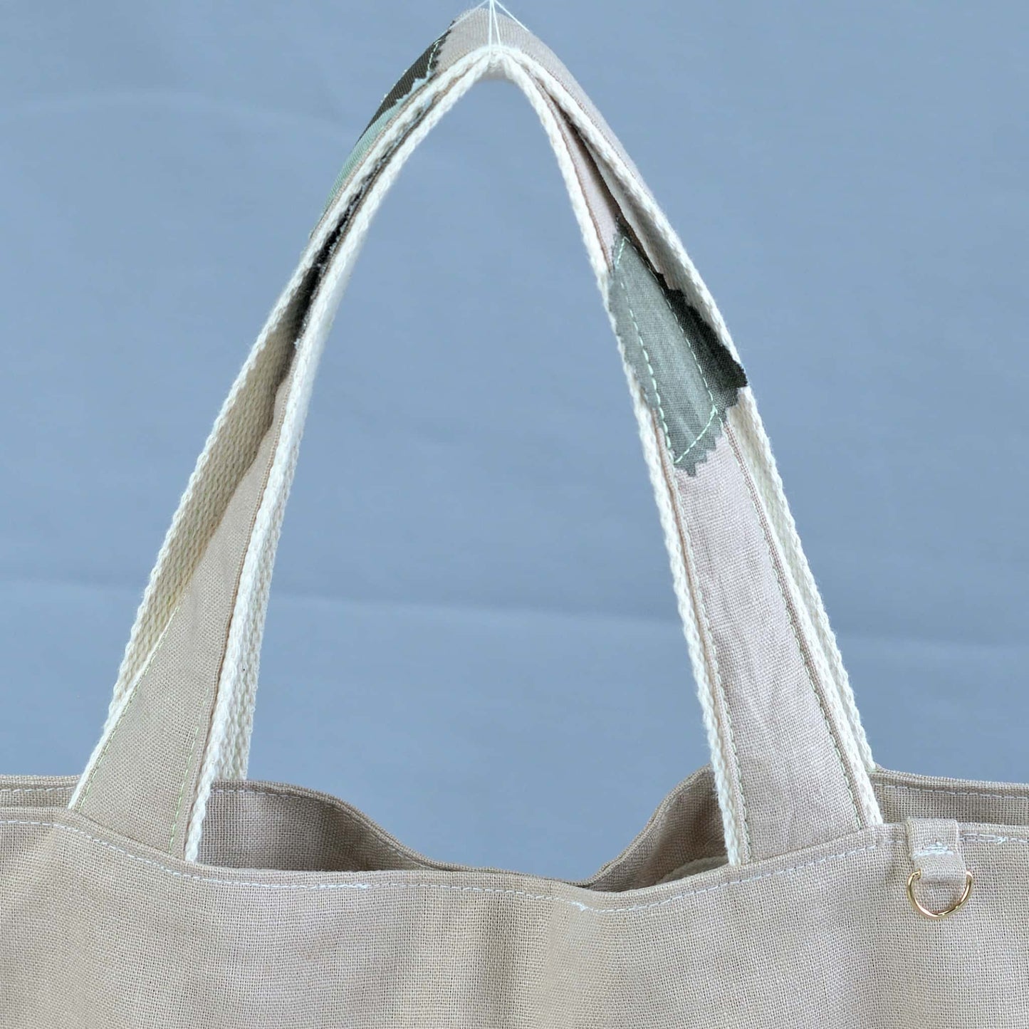ingriTAO Appliqué Fern Leaf Linen Shopping Tote Handbag - ingriTAO