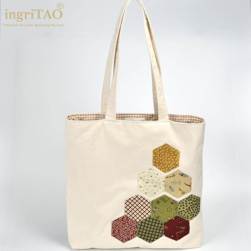 ingriTAO Applique Grandma Garden Canvas Shopping Tote Bag whole- ingriTAO