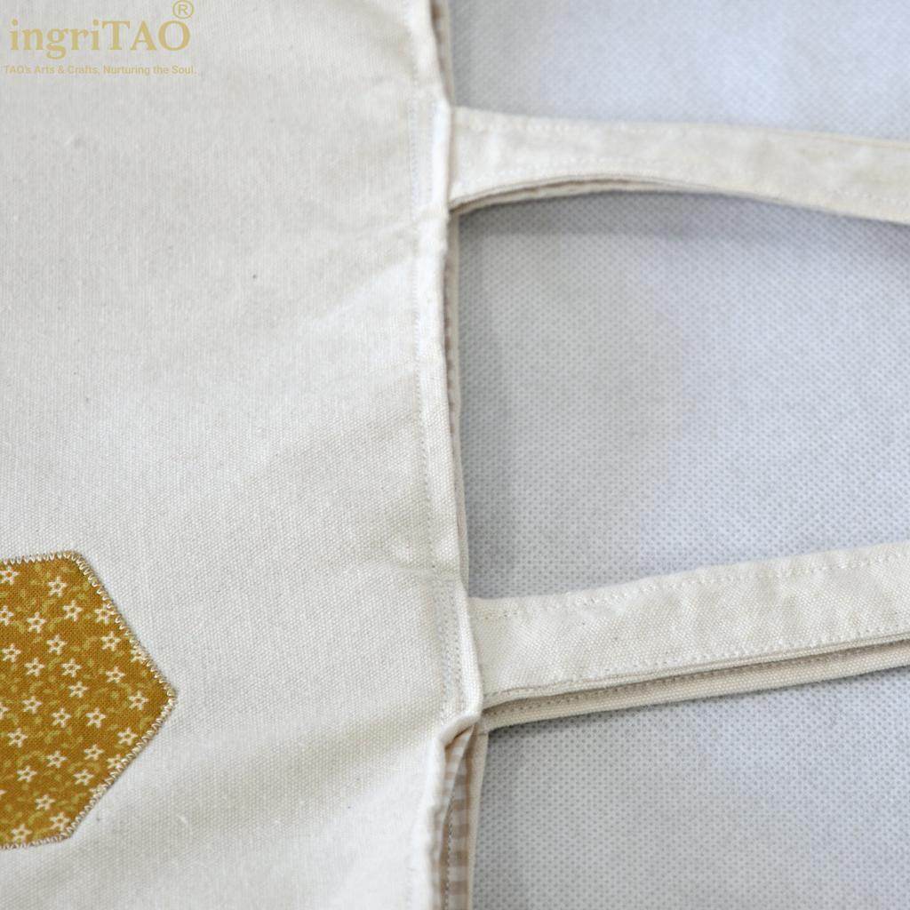 ingriTAO Applique Grandma Garden Canvas Shopping Tote Bag handle- ingriTAO