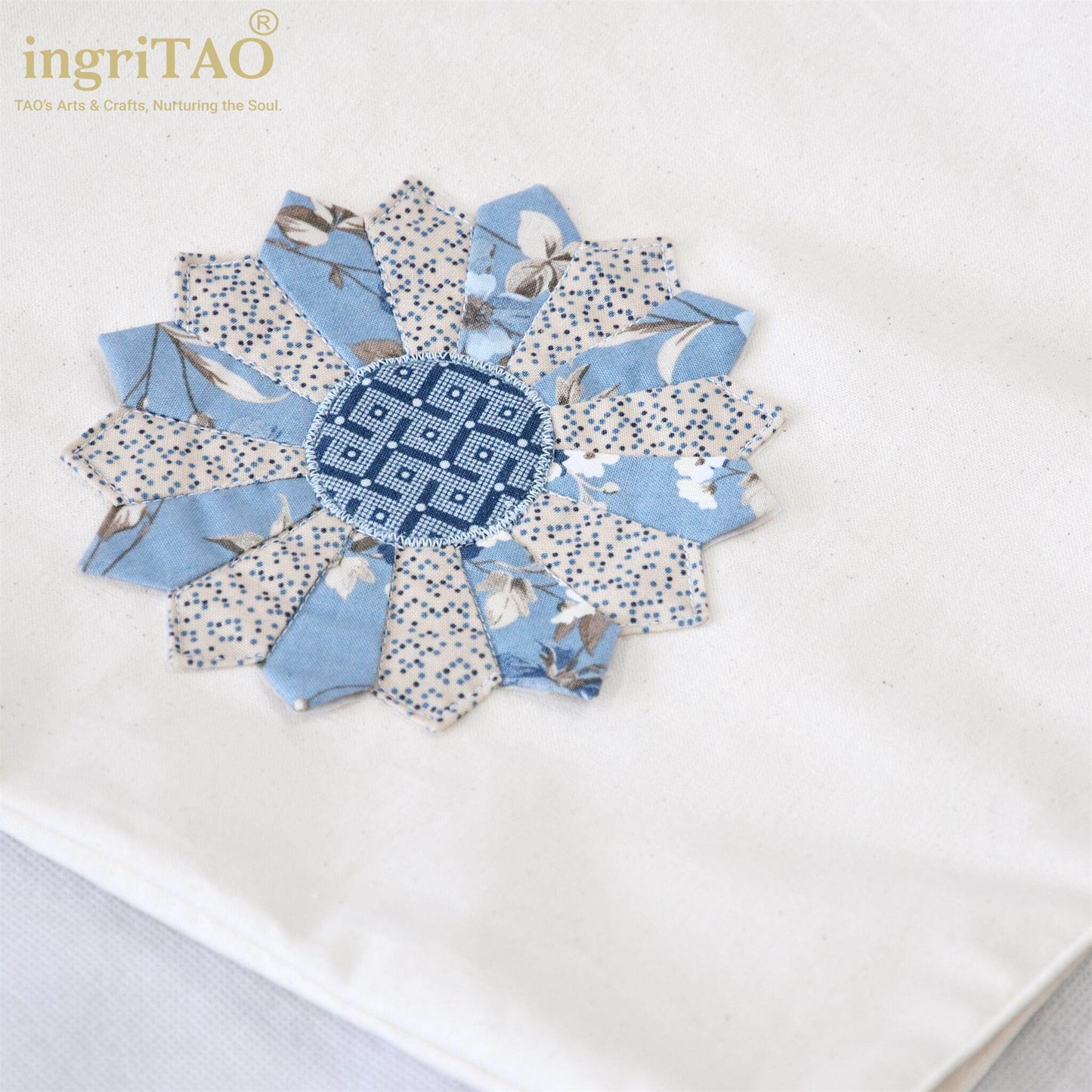 ingriTAO Applique Dresden Canvas Shopping Tote Bag - ingriTAO