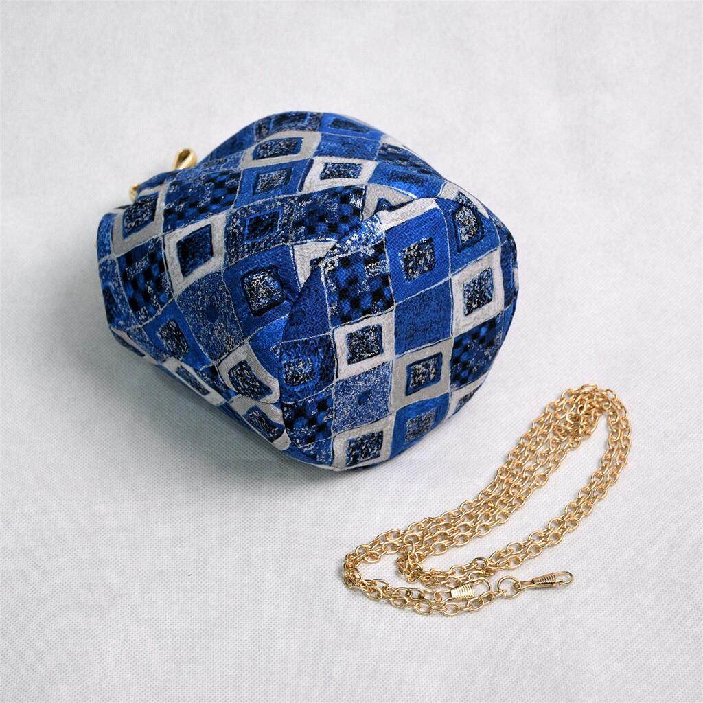 ingriTAO BLUE Velvet Crossbody Kiss Lock Bucket Bag Bottom - ingriTAO