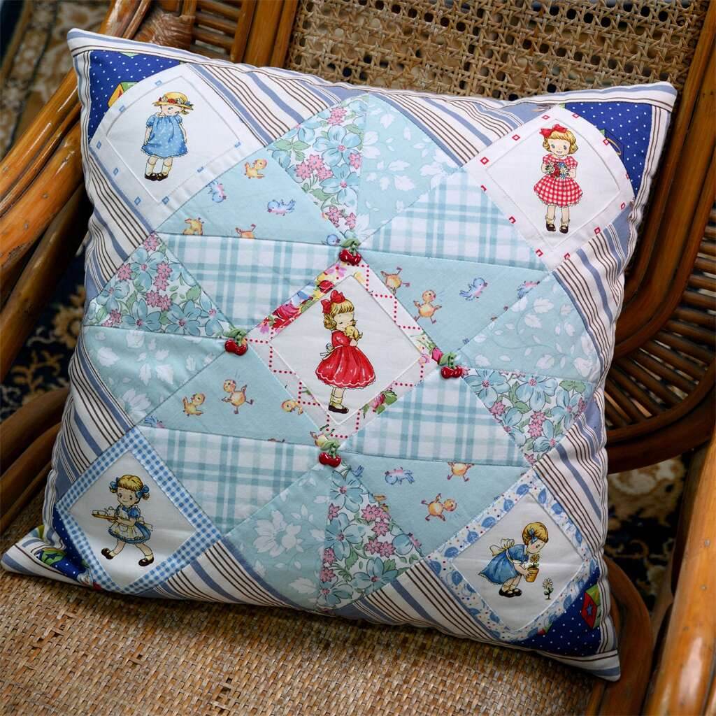 ingriTAO Handcrafted Nine - Patches Patchwork Cushion Cover Pillow Cover - ingriTAO