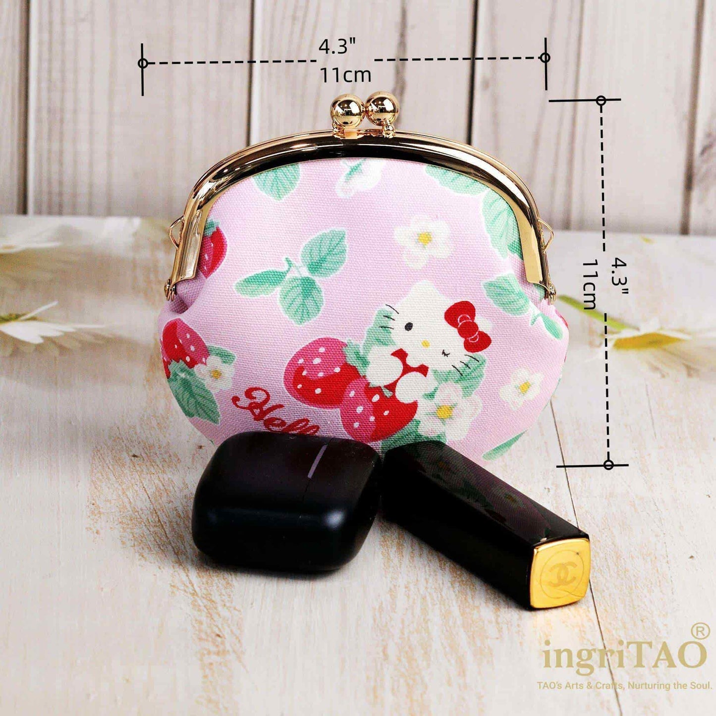 ingriTAO Hello Kitty Style Kiss Lock Coin Purse Size- ingriTAO