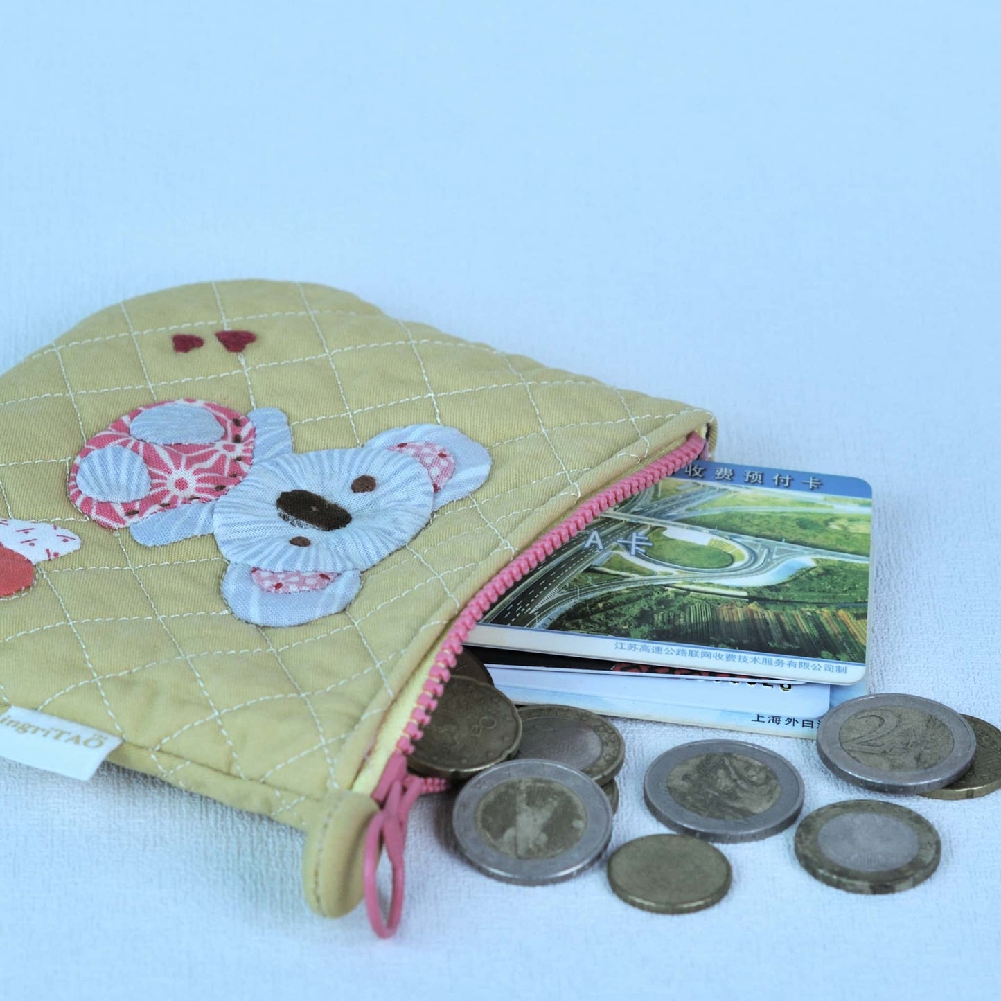 ingriTAO Koala Quilted Appliqued Hand Stitched Coin Purse Card Case Capacity - ingriTAO