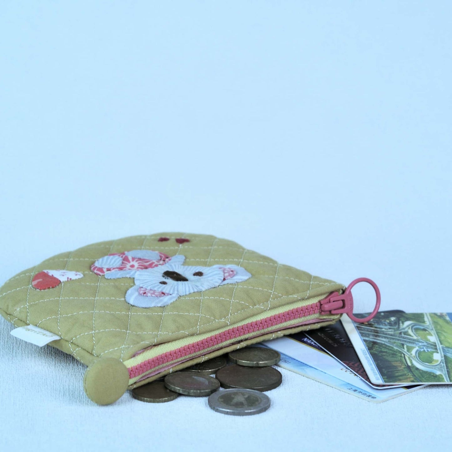 ingriTAO Koala Quilted Appliqued Hand Stitched Coin Purse Card Case Capacity - ingriTAO