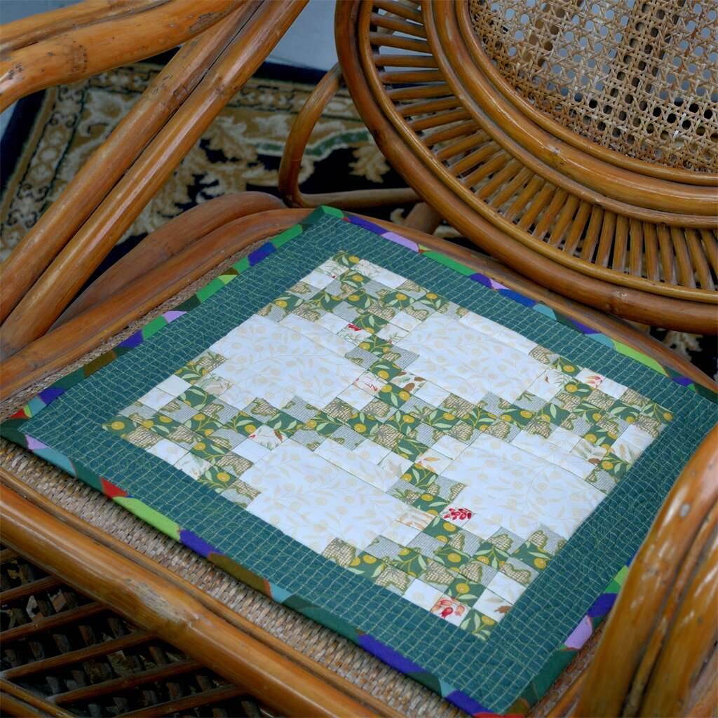 ingriTAO Patchwork Quilted Seat Cushion Chair Pad Squares and Rectangles Pattern - ingriTAO