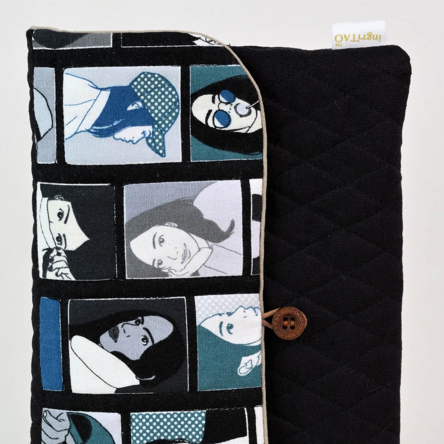 ingriTAO Pop Art iPAD Quilted Padded Sleeve Stitch and Fabric details - ingriTAO