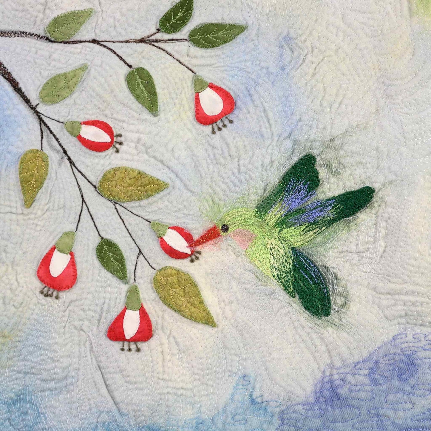 ingriTAO Quilting Art " Graceful Petal Waltz " Wall Hanging Centerpiece - ingriTAO