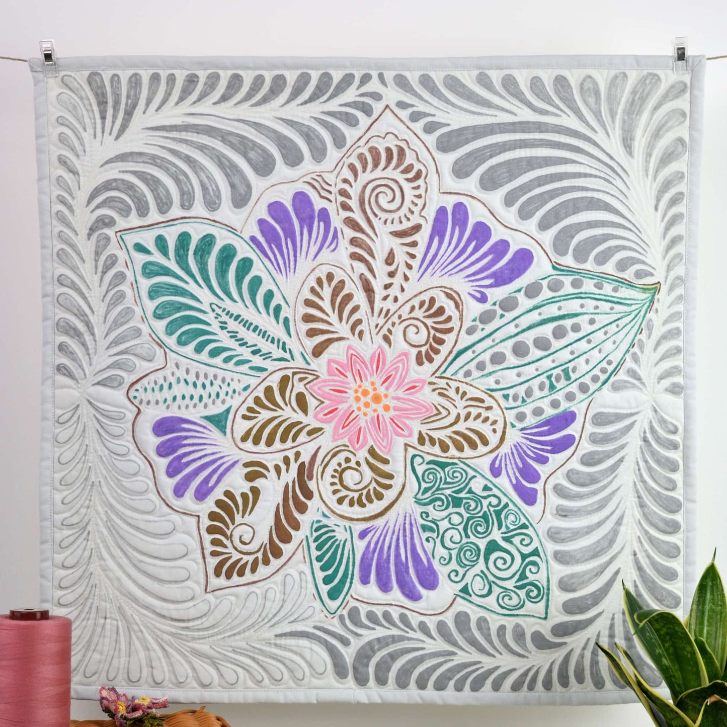 ingriTAO Quilting Art " Quilted Reflections " Wall Hanging Back - ingriTAO