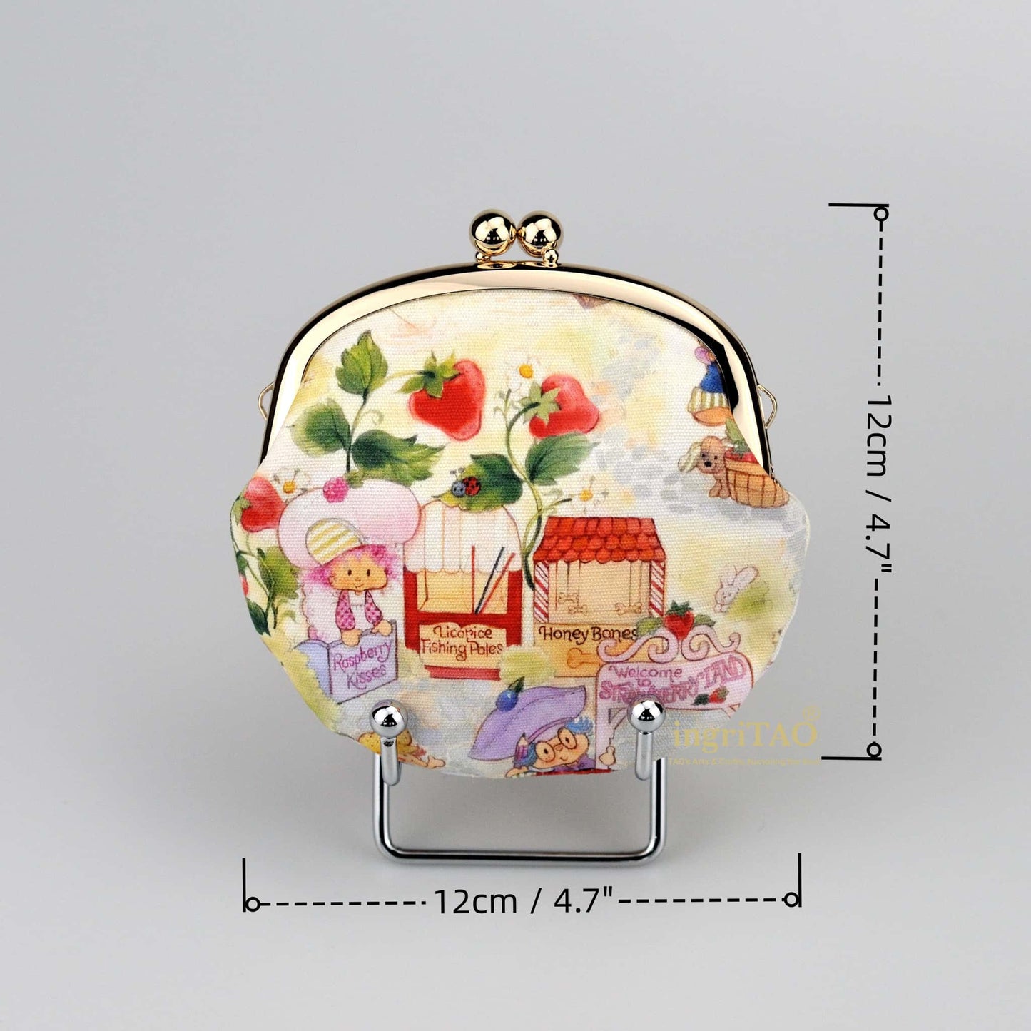 ingriTAO Strawberry Girl Kiss Lock Coin Purse Size - ingriTAO