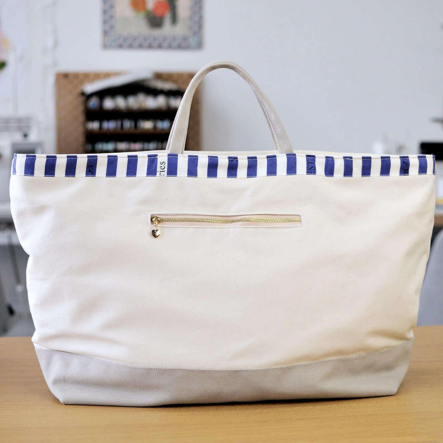 ingriTAO Trispectrum Patchwork Cotton Canvas Shopper Tote Bag - ingriTAO