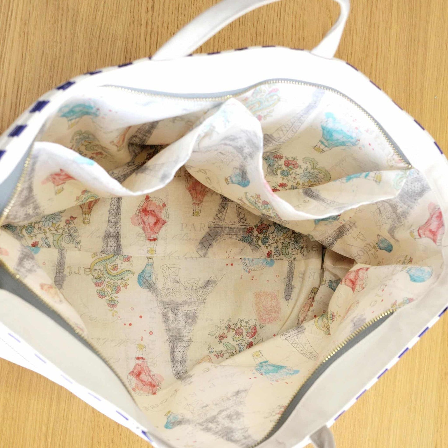 ingriTAO Trispectrum Patchwork Cotton Canvas Shopper Tote Bag - ingriTAO