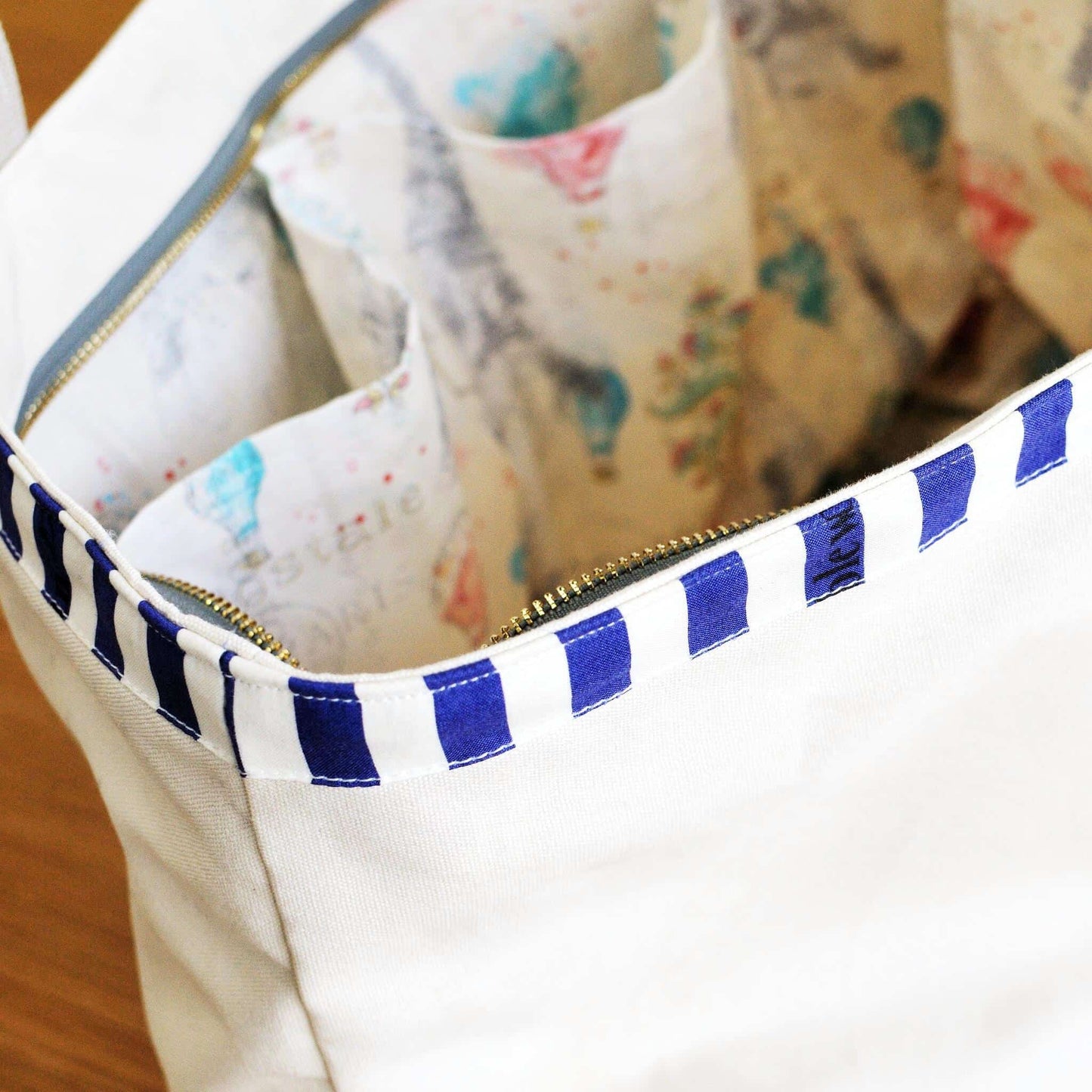 ingriTAO Trispectrum Patchwork Cotton Canvas Shopper Tote Bag - ingriTAO