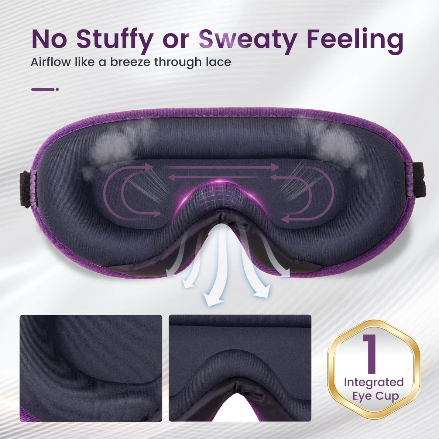 ringchan eye mask for sleep purple breathable comfortable soft no stuffy sweaty airflow nose bridge