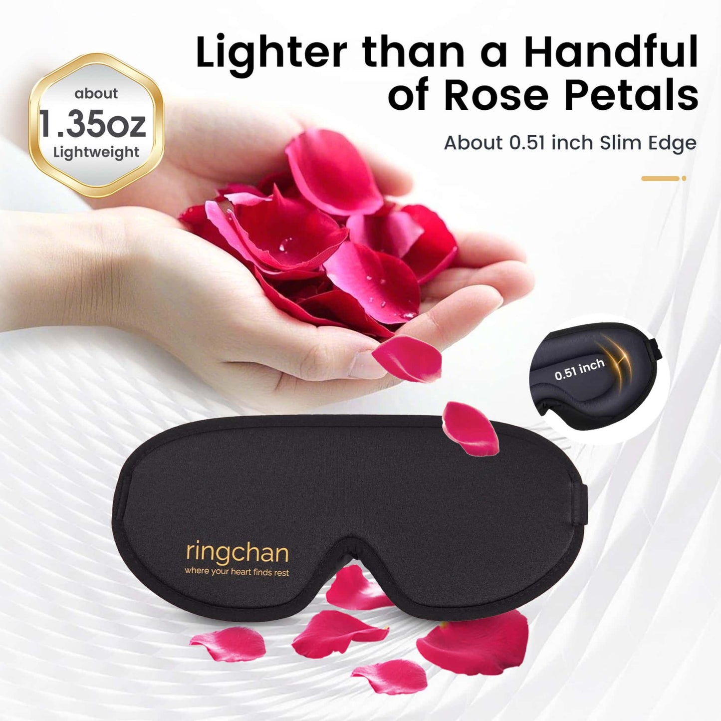 ringchan black sleep mask size eye mask for sleep for women men blackout lightweight