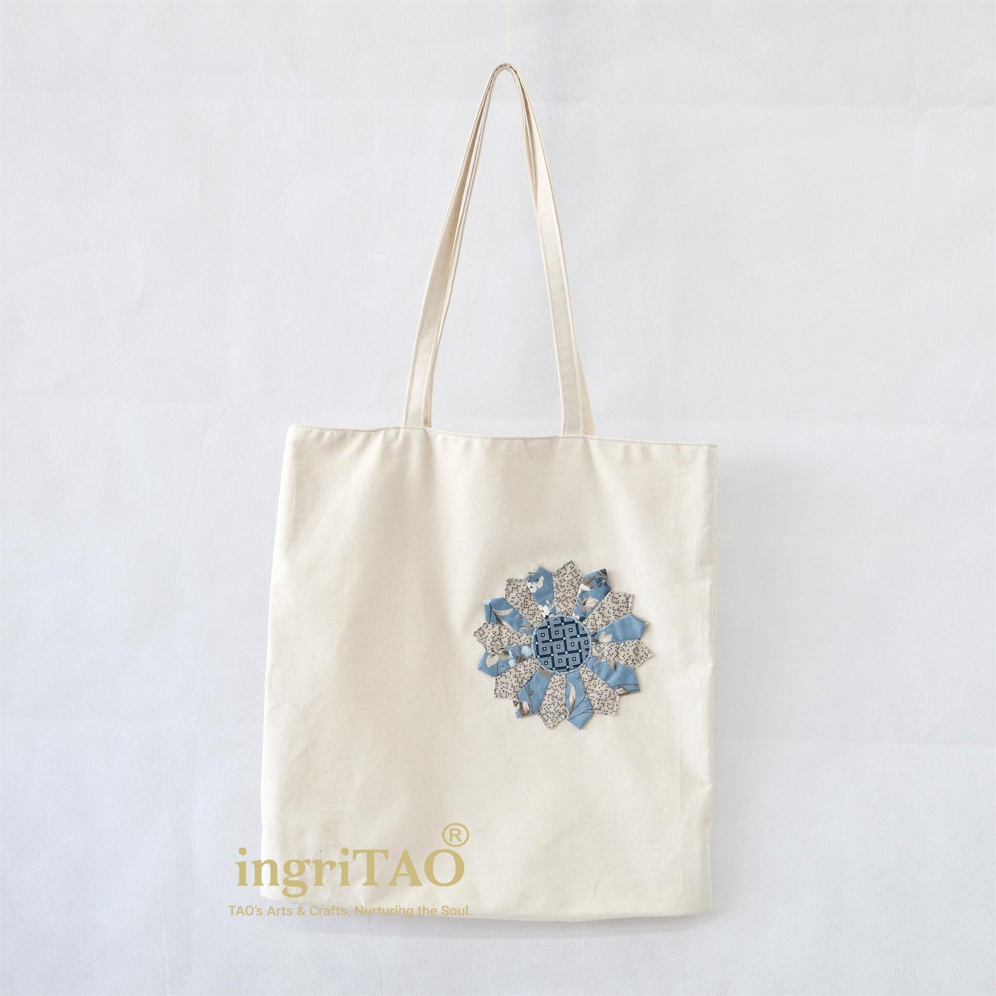 ingriTAO Applique Dresden Canvas Shopping Tote Bag front1