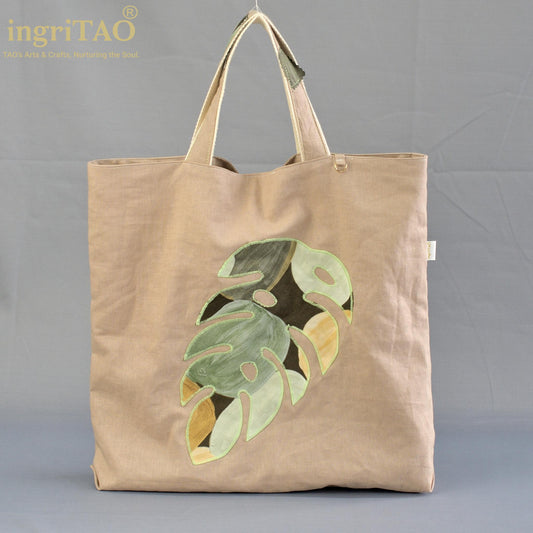 ingriTAO Applique Grandma Garden Canvas Shopping Tote Bag front