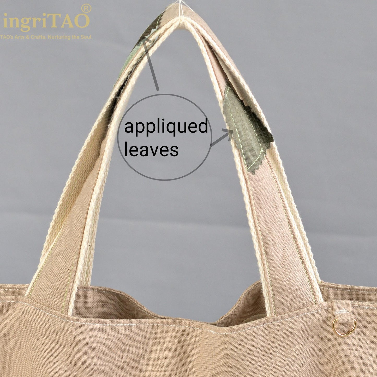 ingriTAO Applique Grandma Garden Canvas Shopping Tote Bag handle