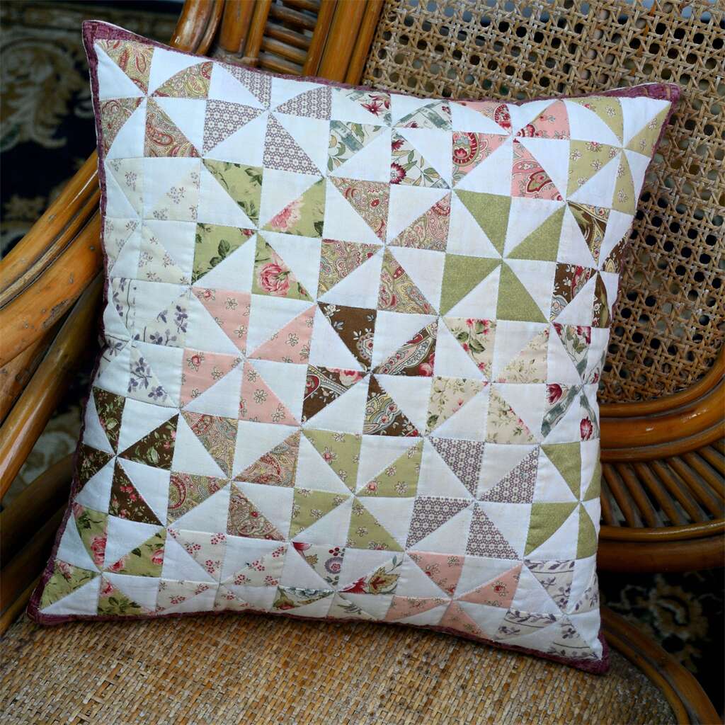 ingriTAO Handcrafted HSTs-Patchwork-Cushion Cover display