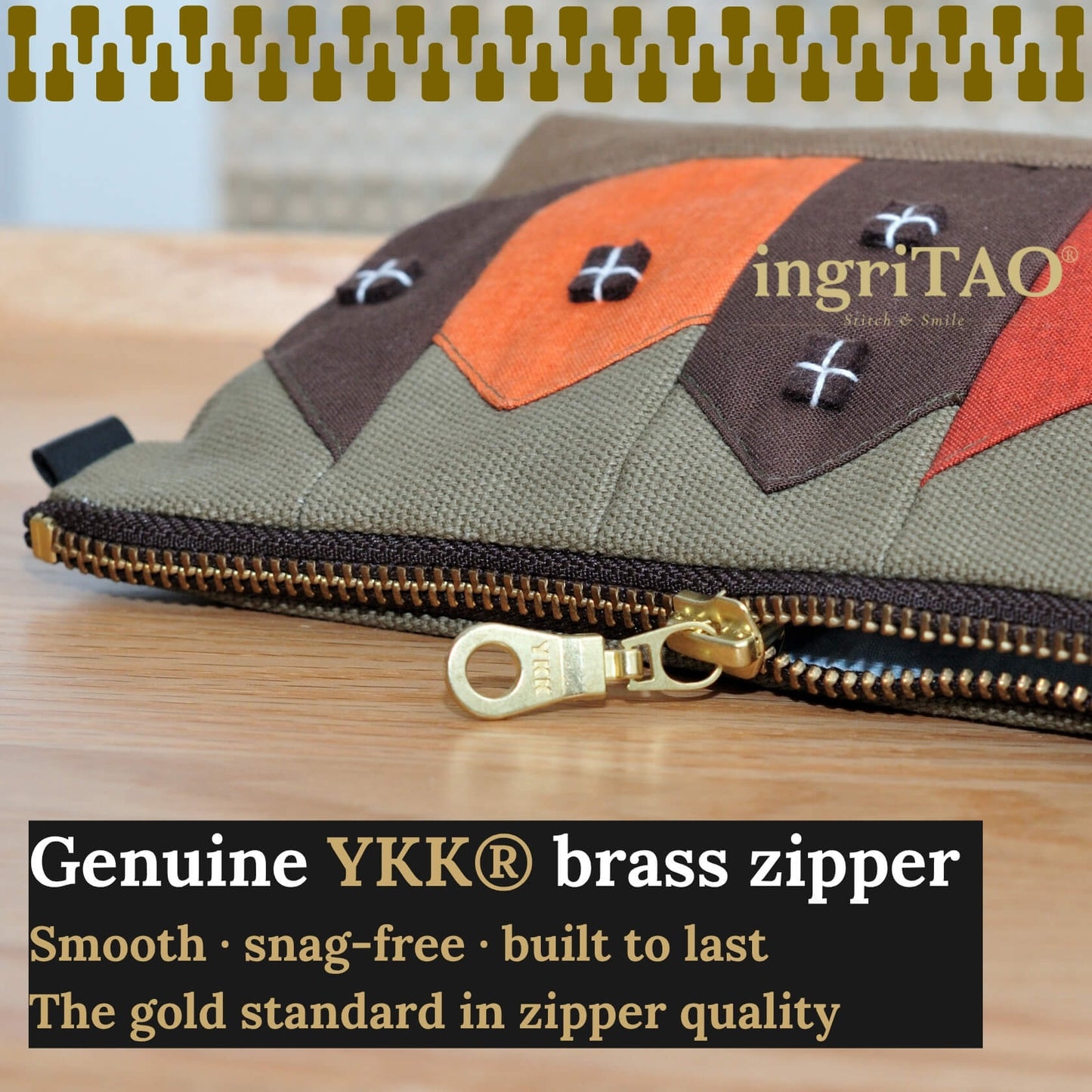 IngriTAO  Handmade Cute Canvas Makeup Bag Small Cosmetic Bag for Purse