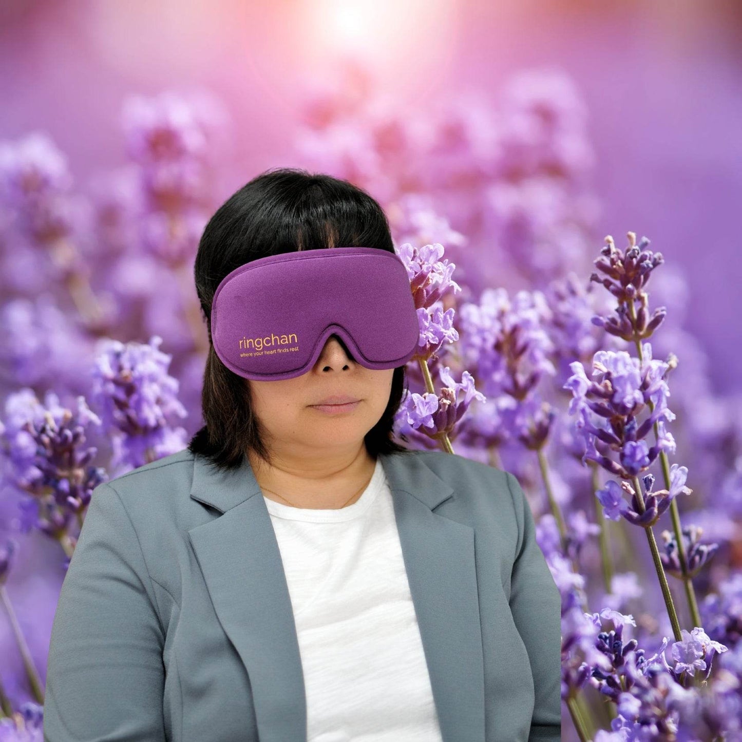 ringchan Full Blackout Sleep Mask for Meditation & Yoga– Deep Lavender Purple - ingriTAO