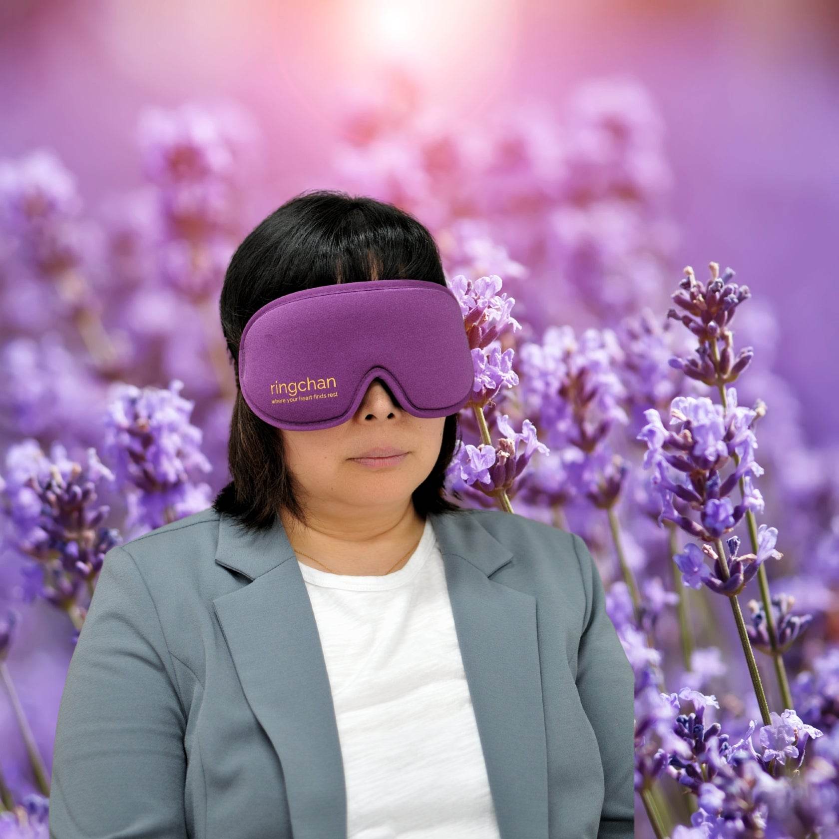 ringchan Full Blackout Sleep Mask for Meditation & Yoga– Deep Lavender Purple - ingriTAO