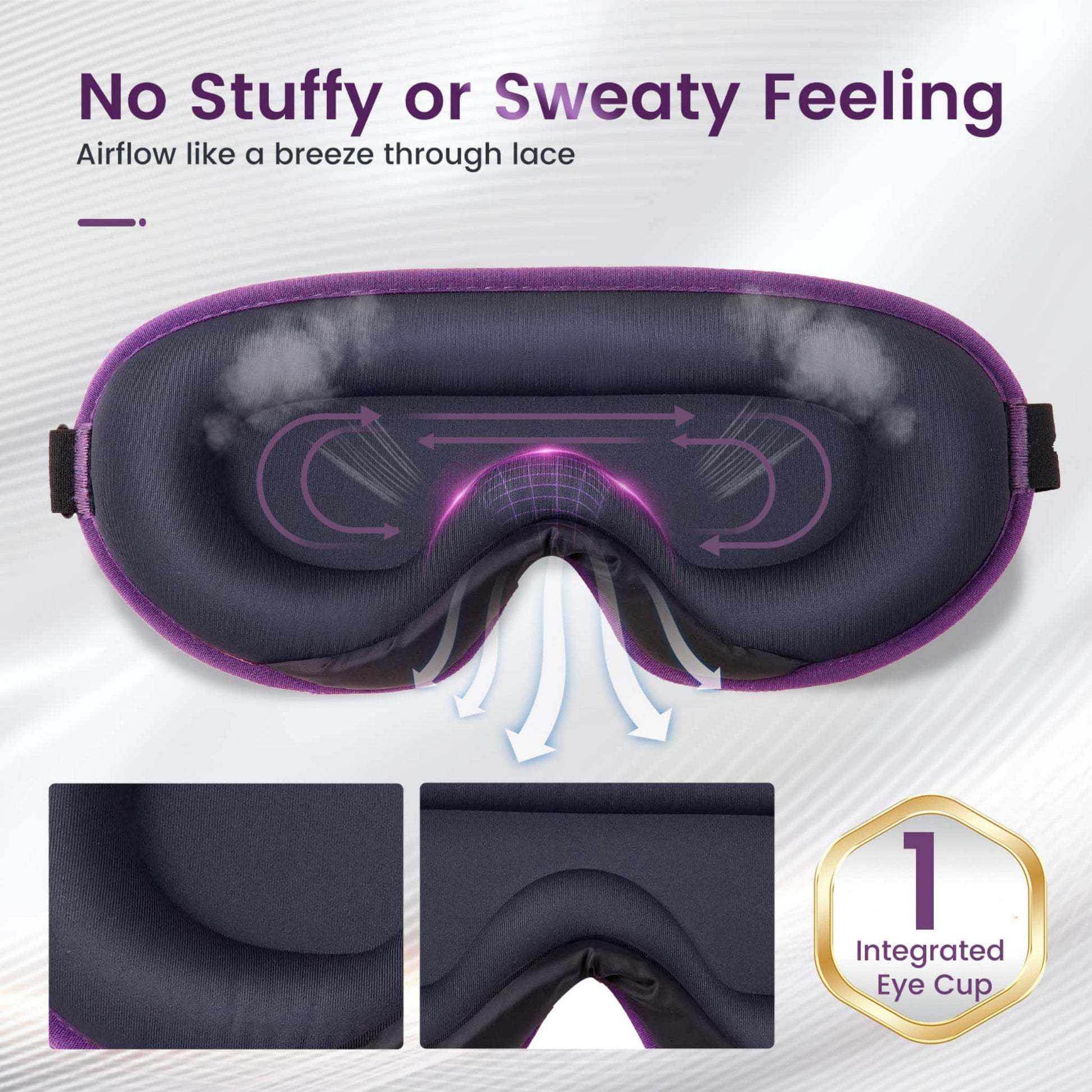  ringchan eye mask for sleep purple  breathable comfortable soft no stuffy sweaty airflow nose bridge