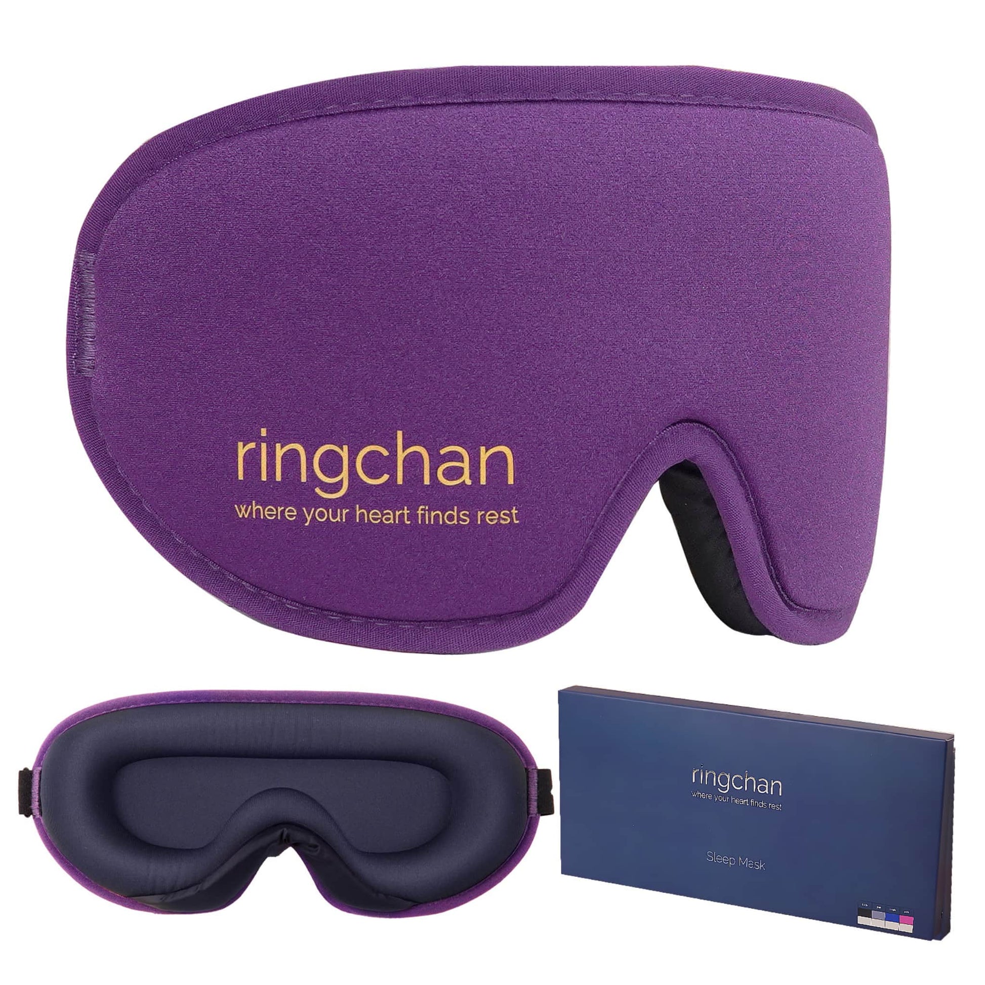 ringchan eye mask for sleep purple 3D 100 blackout breathable comfortable soft slim edge for side sleeper