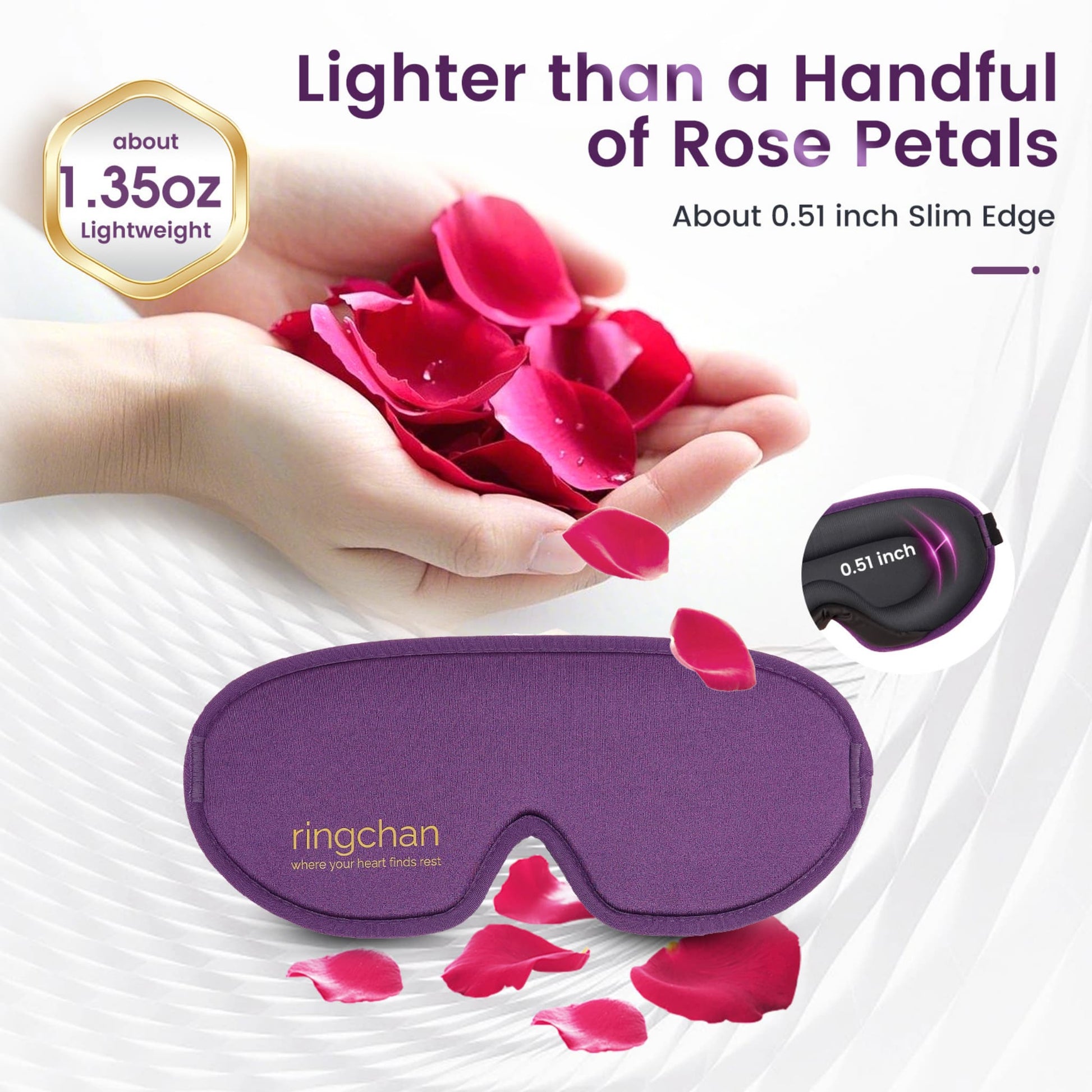 ringchan eye mask for sleep purple lightweight slim edge for side sleepers