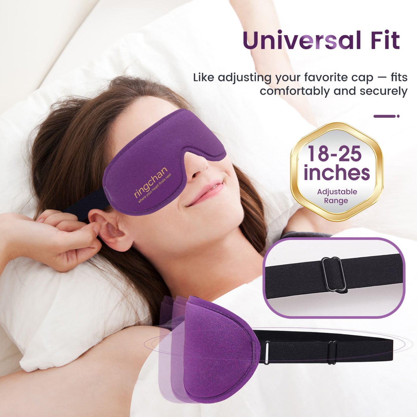 ringchan eye mask for sleep purple universal fit adjustable strap