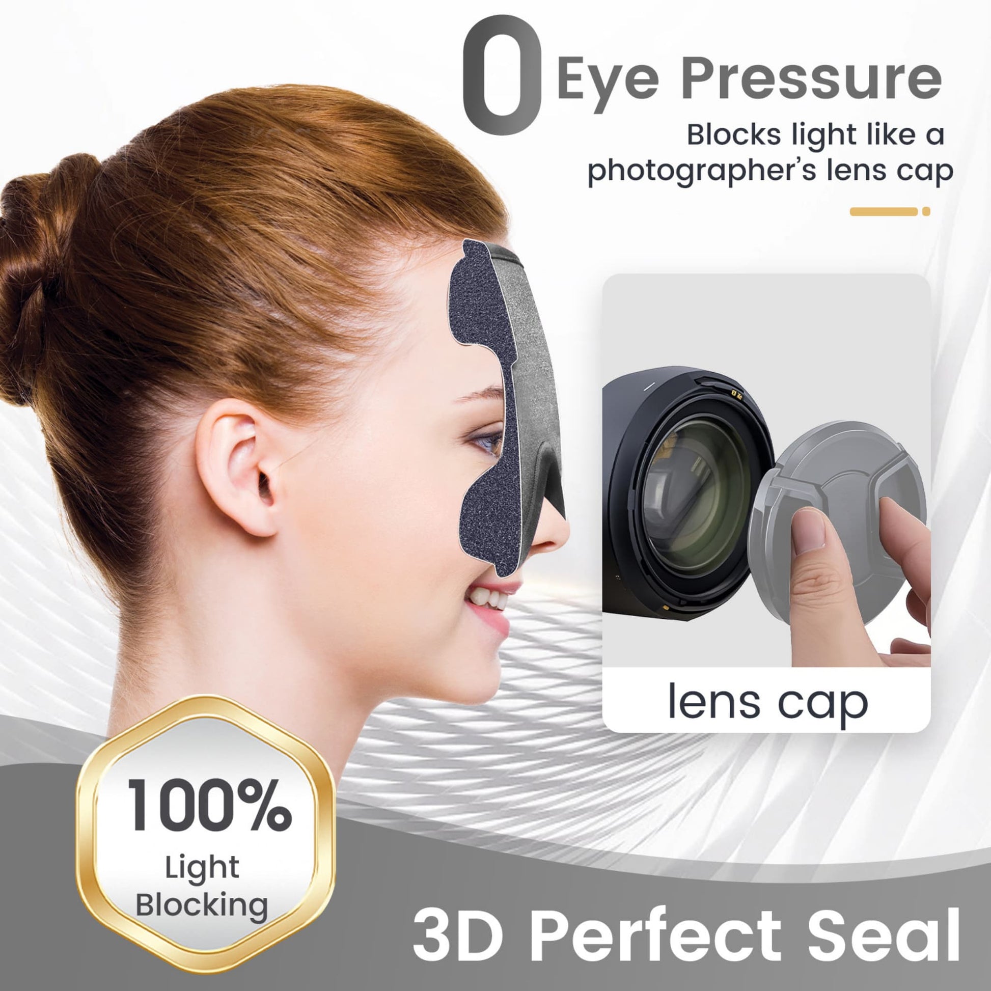 ringchan sleep mask for women men  gray  100 blackout light blocking no eye pressure 3D