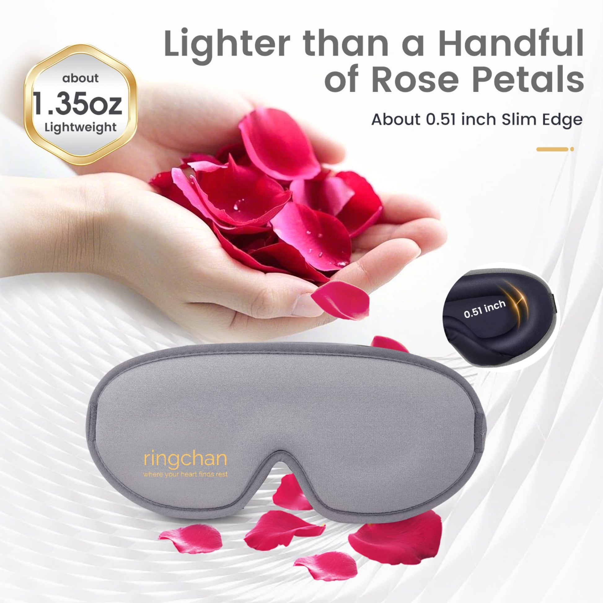 ringchan sleep mask gray for women men  lightweight feather light